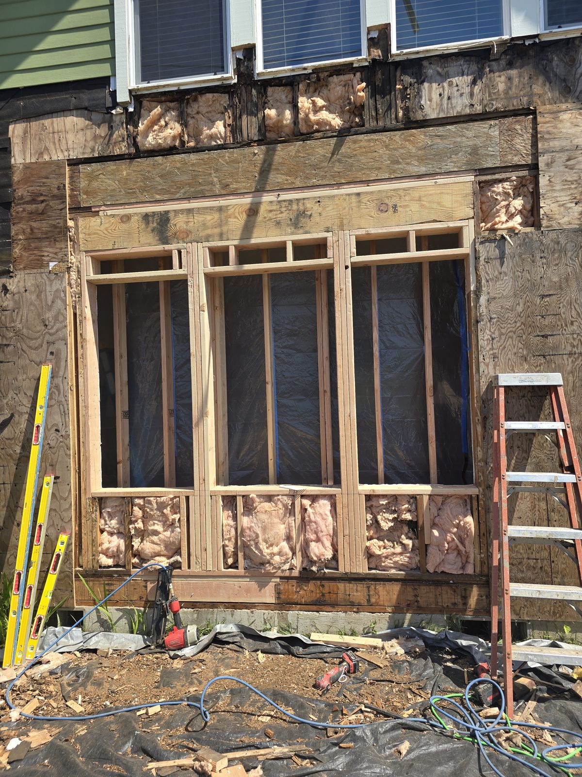 Structural framing repair on coastal home